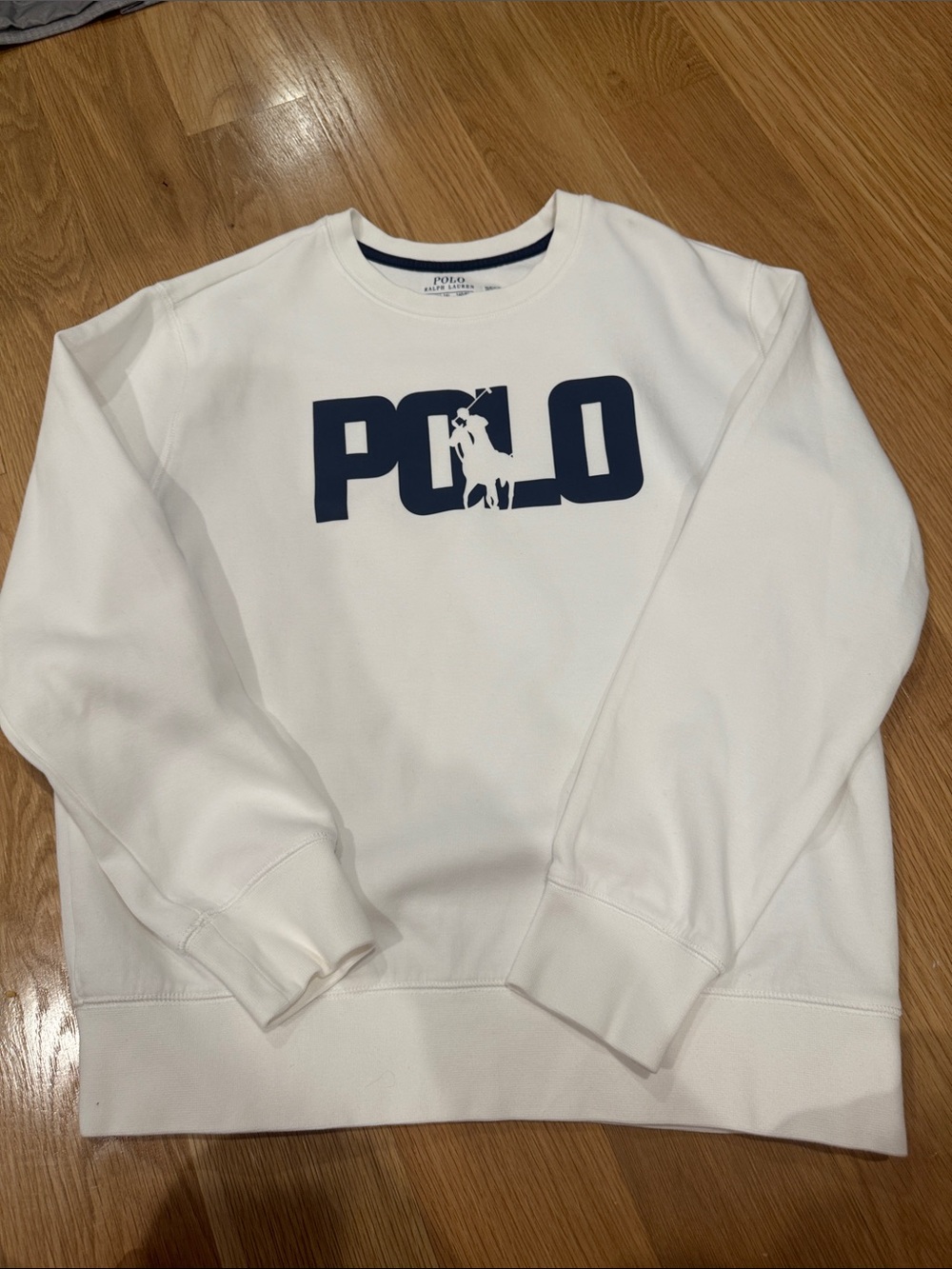 Polo by Ralph Lauren White Crewneck with Navy Polo Logo